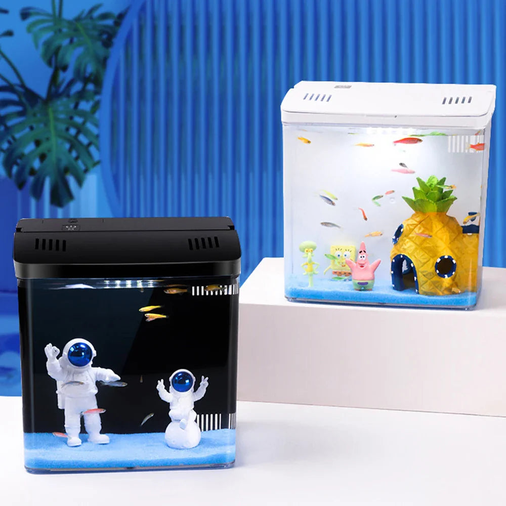 1PC Household fish tank, living room, small mini betta fish tank, desktop ecological tank