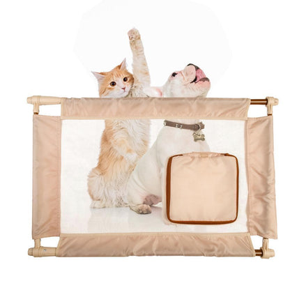 Pet Life ® 'Porta Gate' Anti-Drilling Nylon Mesh Collapsible Folding Travel Safety Pet Cat Dog Gate w/ Zippered Entrance